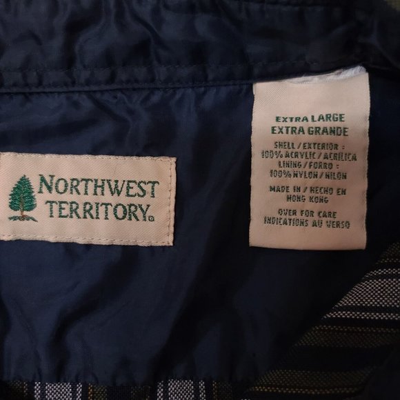 Northwest Territory Mens XL Blue Green Grey Striped Long Sleeve Button Shirt - Picture 12 of 12